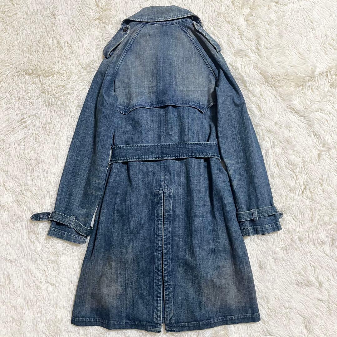 名品 ラルフローレン デニム トレンチコート ダブル ヴィンテージ加工 男女兼用