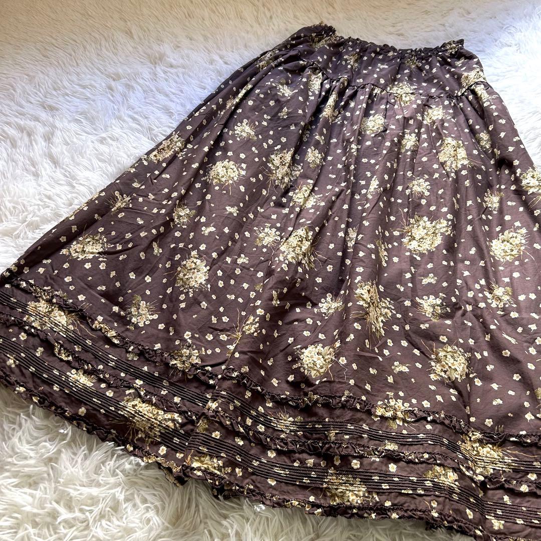 美品 ピンクハウス 勿忘草 スカート ピコフリル レース リボン ヴィンテージ