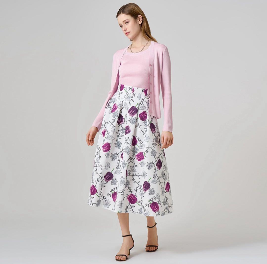 24SS♡ANAYI アナイ チューリッププリントフレアスカート 38 フラワー