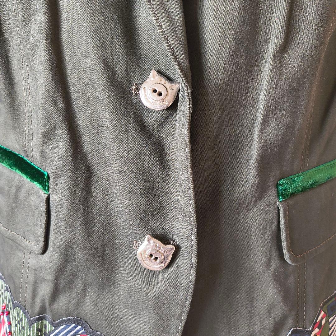 未使用 アルベロベロ オレボレブラ グリーン ビーズ刺繍 テーラードジャケット