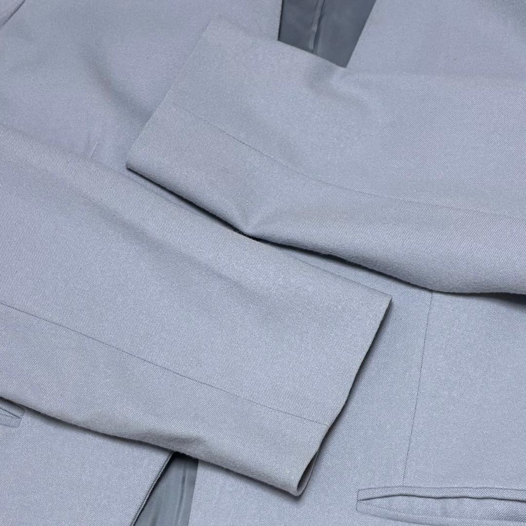 Theory luxe ノーカラージャケット フック 42 ブルーグレー 無地