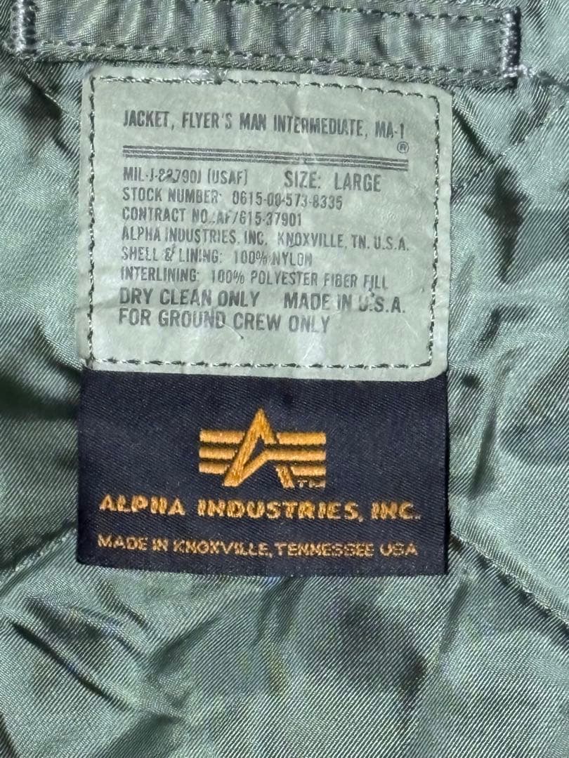 ALPHA MA-1 80s 黒タグ　USA製