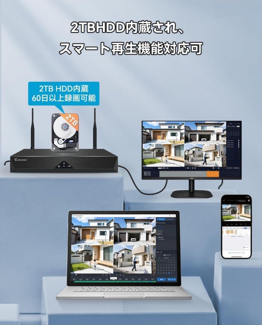 4台セット 防犯カメラ 2TBストレージ