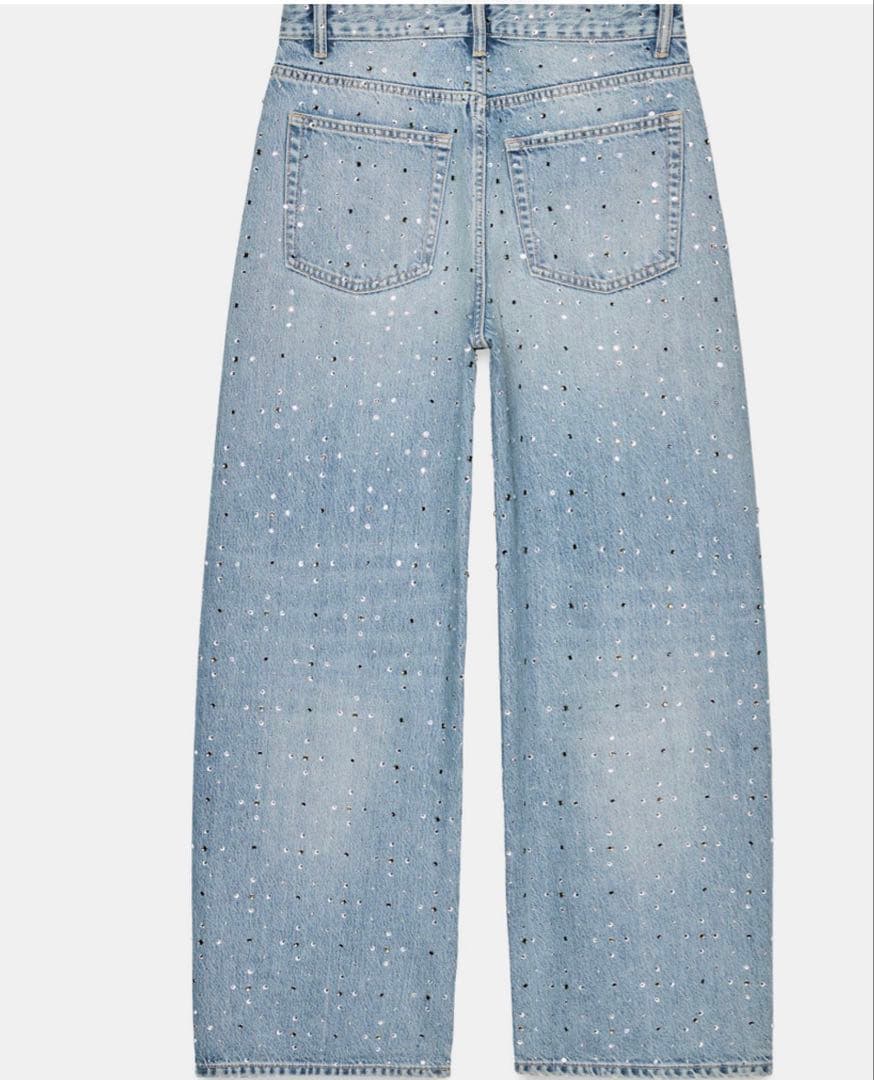ZARA ラインストーン バギーデニム EU34 新品タグ付き
