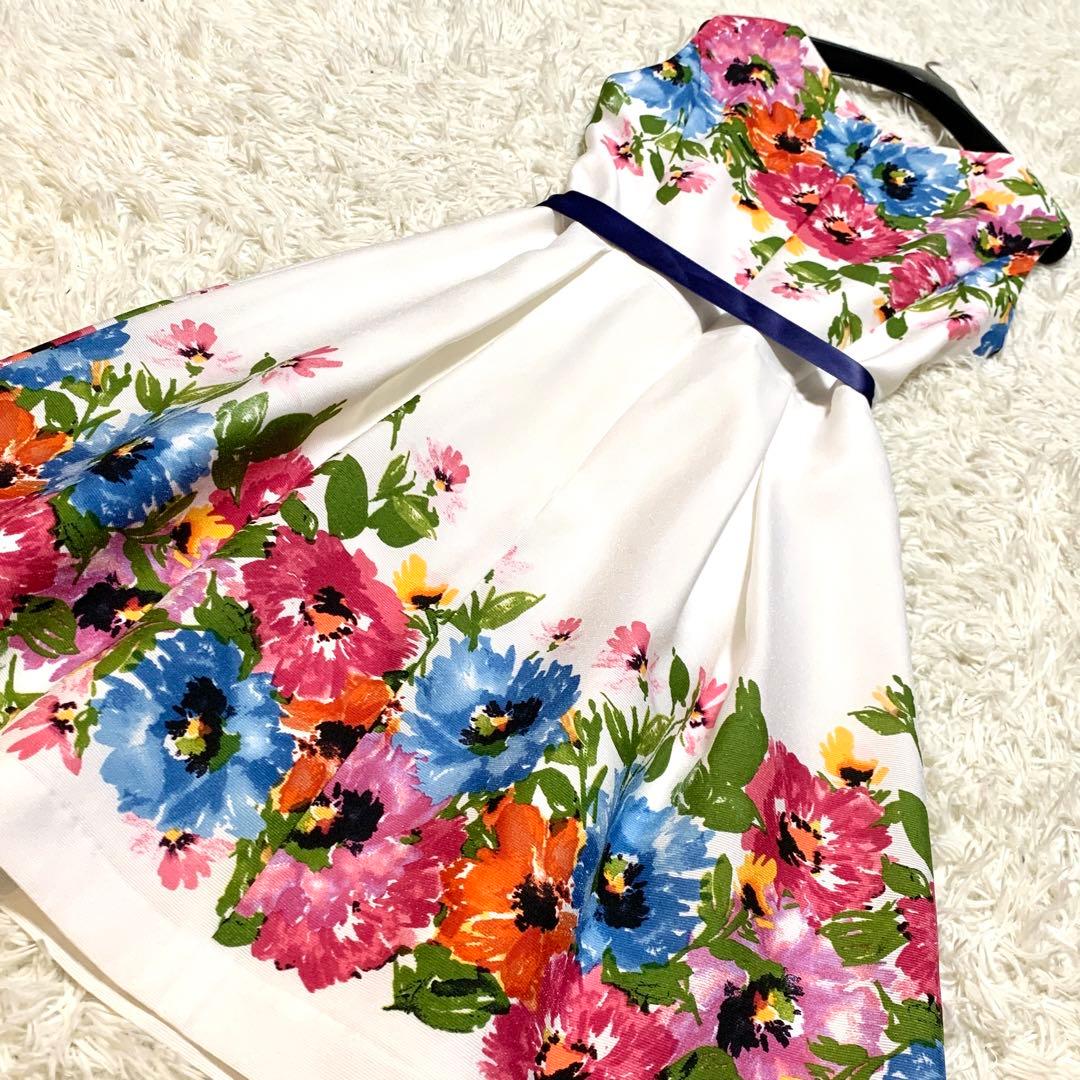 美品✨希少サイズ 42 エムズグレイシー フラワープリント フレア ワンピース