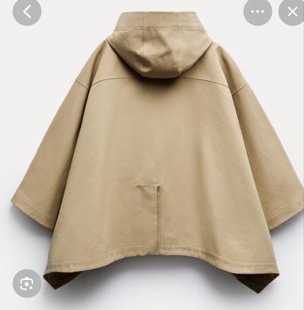 再お値下げ！美品ZARA フード付き撥水加工ケープ　ベージュ
