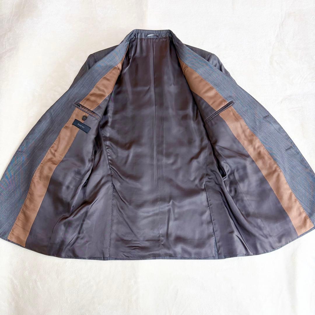 美品✨GUCCI イタリア製 シルク混 スーツ セットアップ50R グレー
