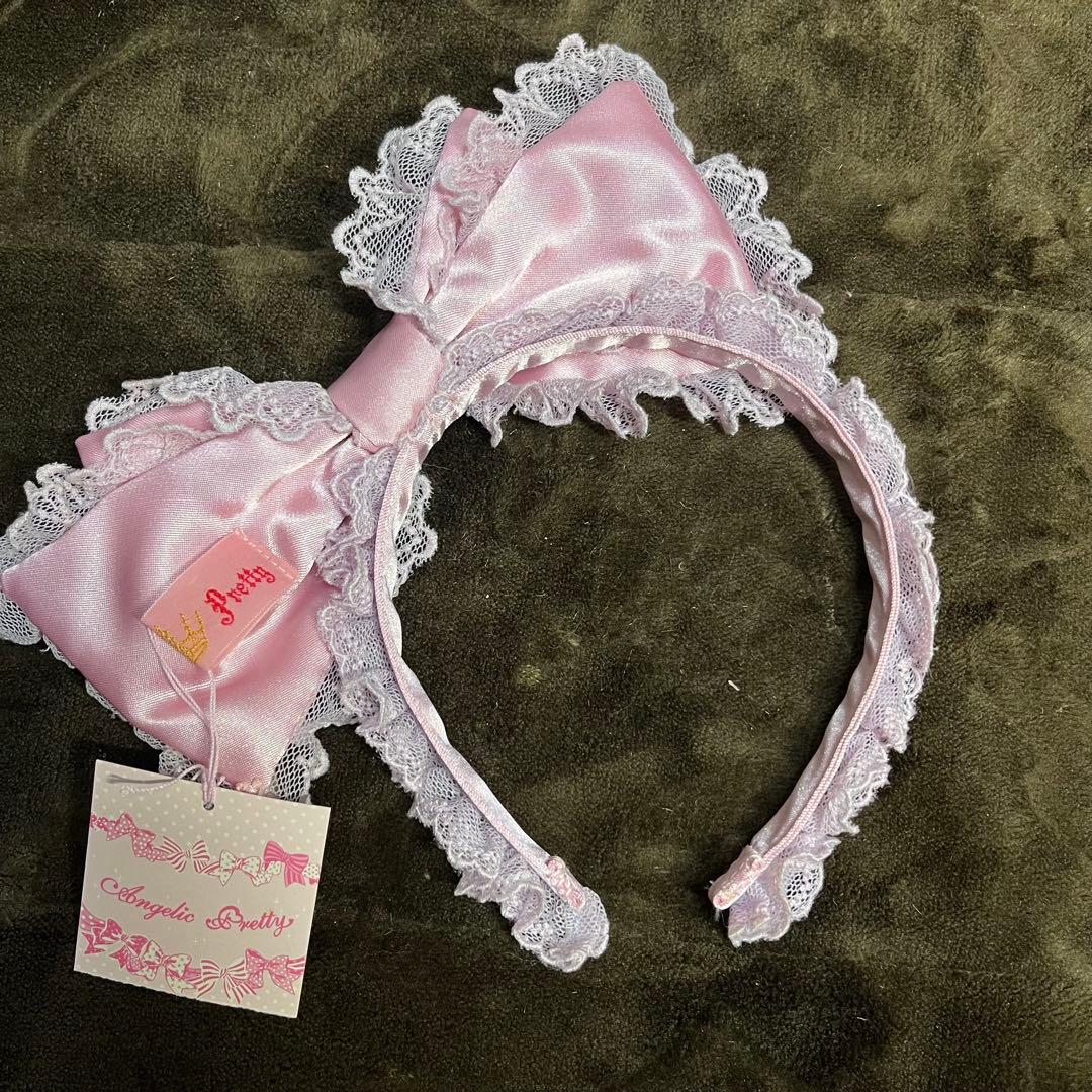 Angelic Pretty サテンリボンカチューシャ　ピンク×ラベンダー