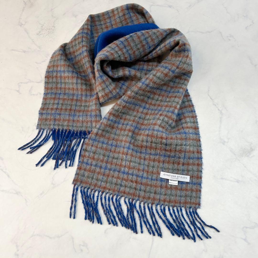 【Drawer別注】JOHNSTONS OF ELGINカシミヤチェックマフラー