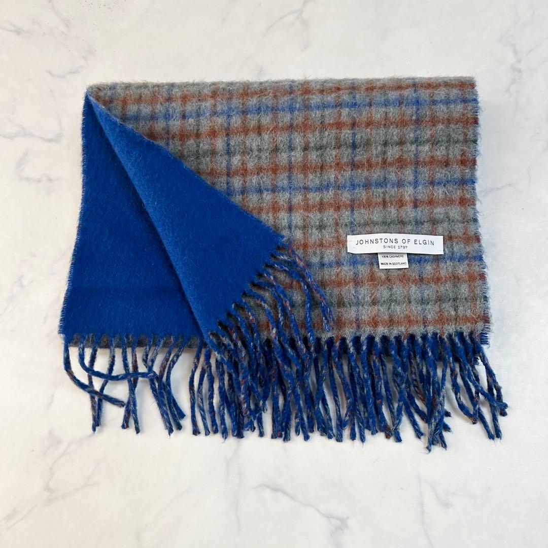 【Drawer別注】JOHNSTONS OF ELGINカシミヤチェックマフラー