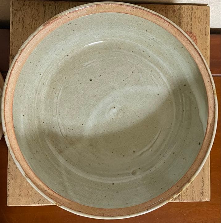茶道具　陶器　作家物　桐箱付き　蓋付き　菓子鉢　平型　希少　武蔵野焼　芳斉作