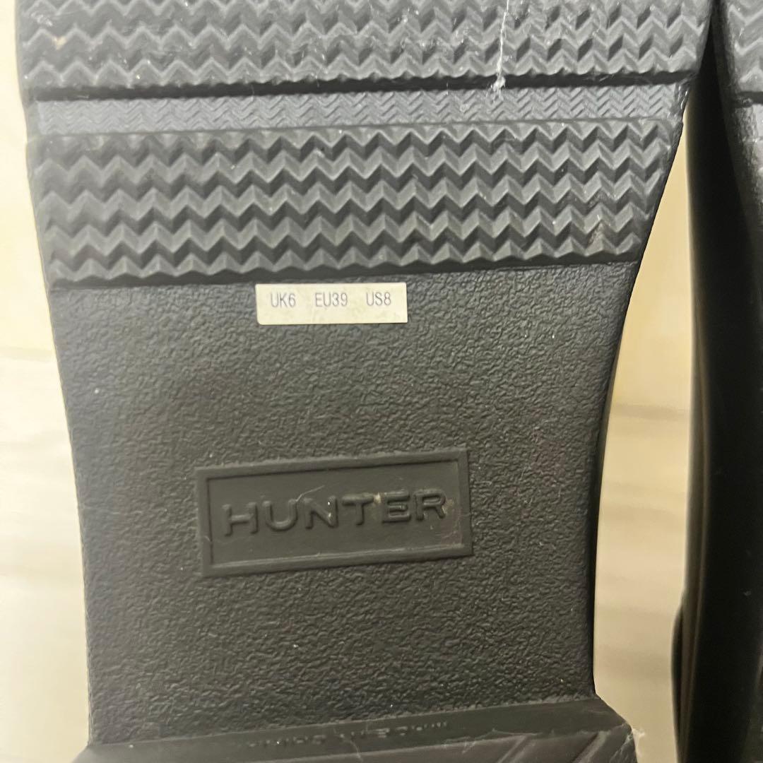 極美品　HUNTER 23cm レインシューズ チェルシーブーツ 黒　ブラック