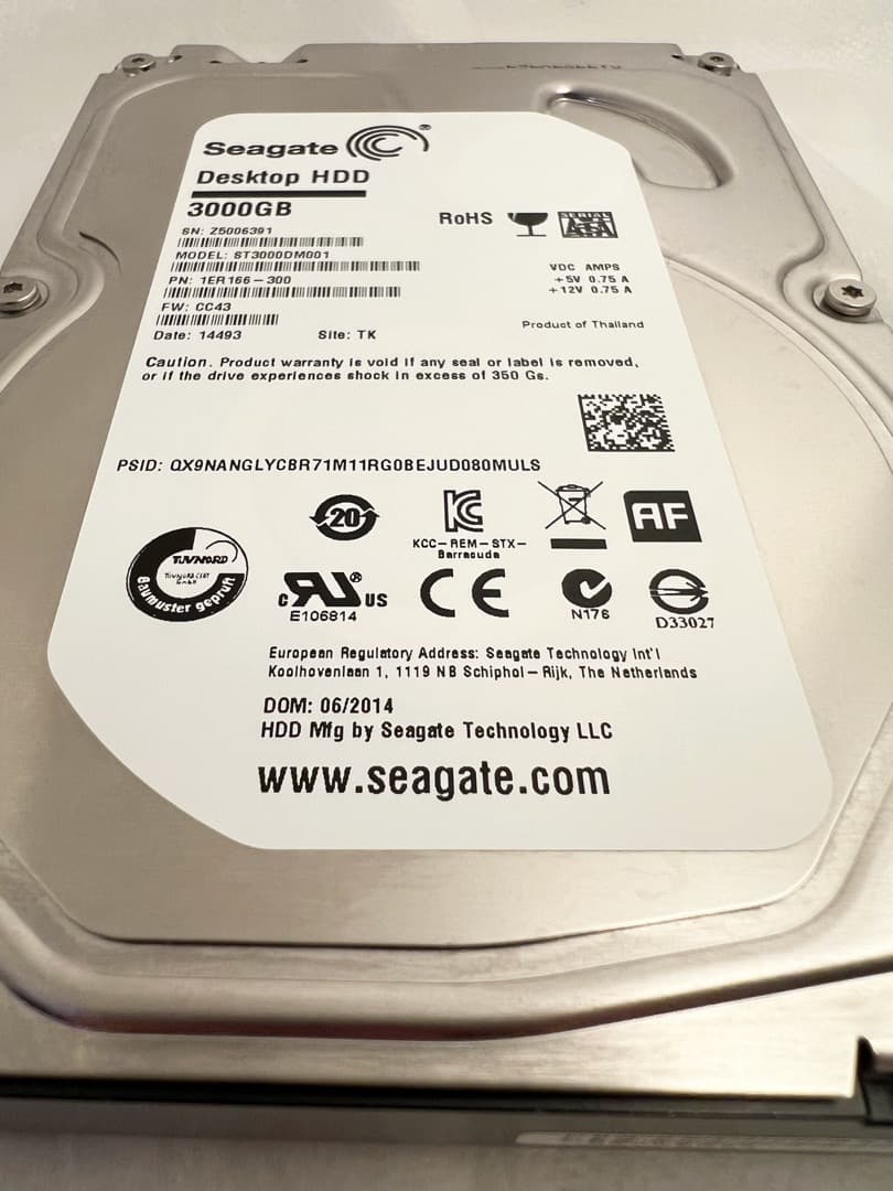 使用55時間 SEAGATE ST3000DM001★3TB HDD 正常169
