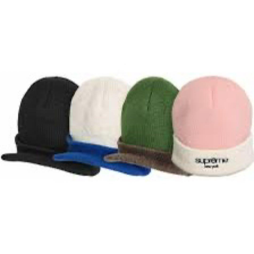 supreme ニット帽 黒　25FWビーニー　ツバ付き