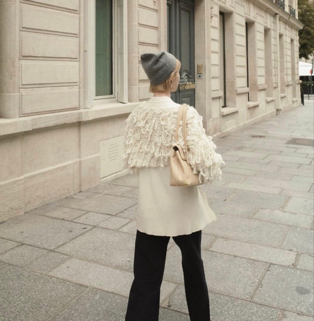 トップス Eaphi FRINGE KNIT CARDIGAN ivory