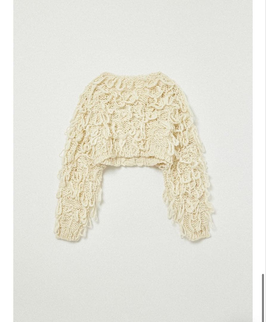 トップス Eaphi FRINGE KNIT CARDIGAN ivory
