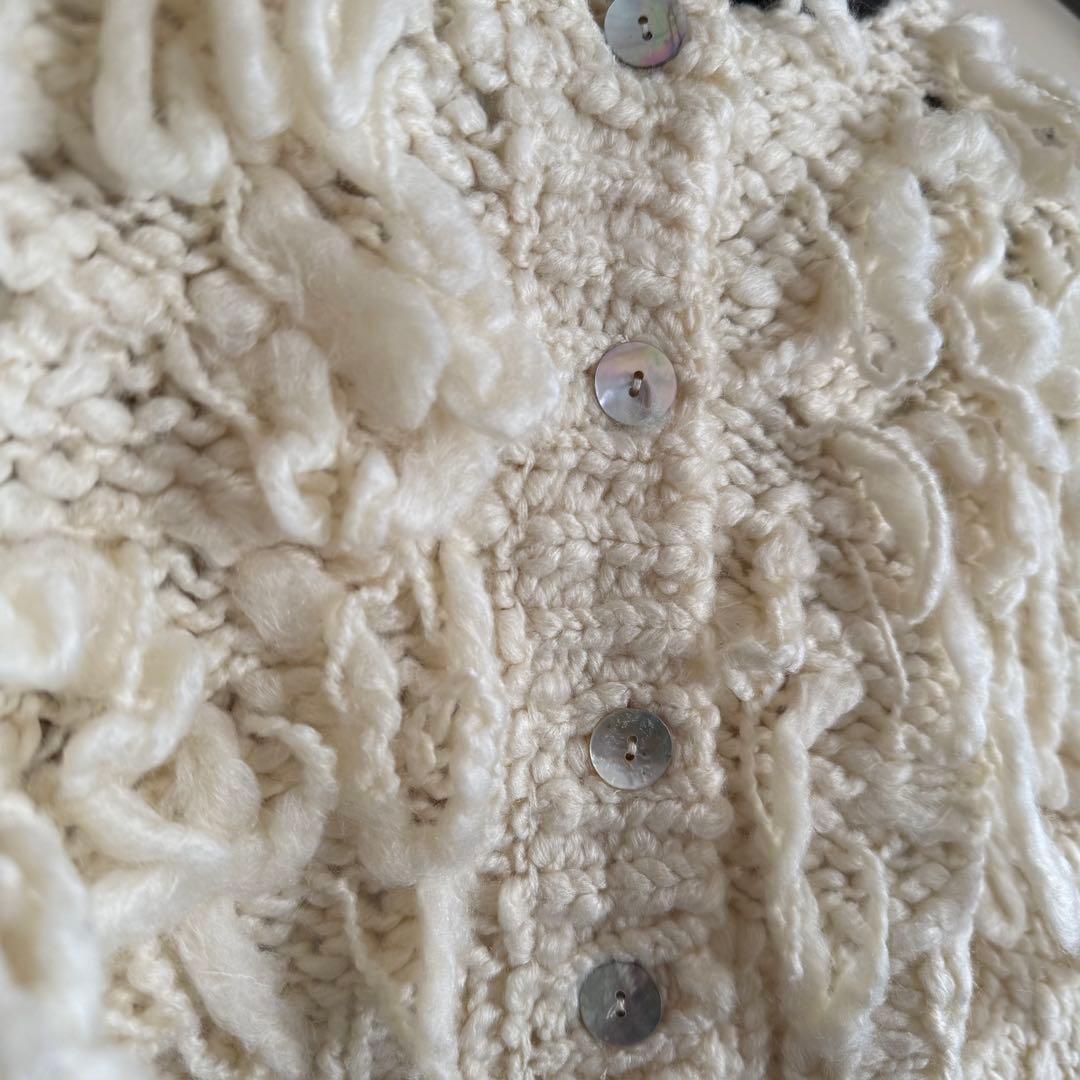 トップス Eaphi FRINGE KNIT CARDIGAN ivory