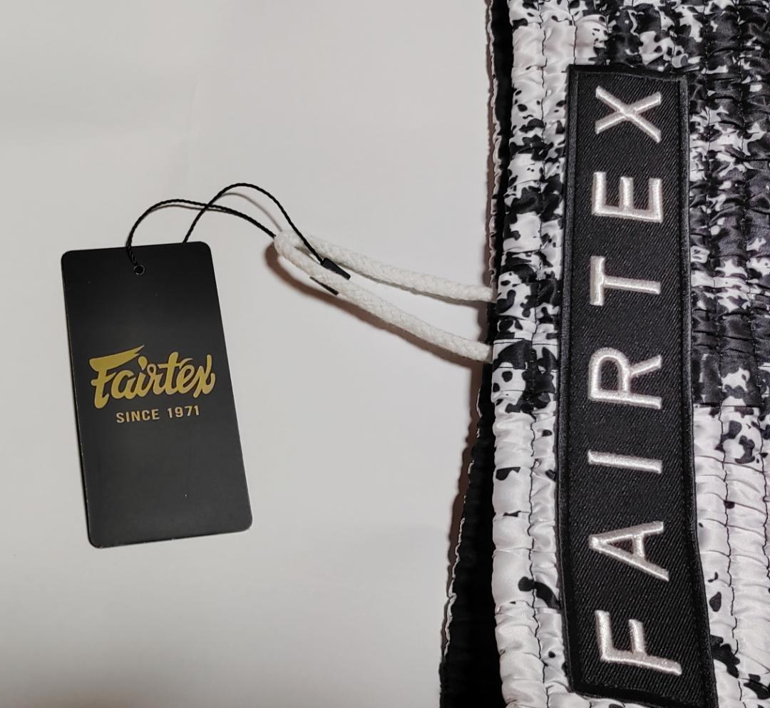 【Fairtex】ムエタイ トランクス ホワイトｘブラック サイズ M
