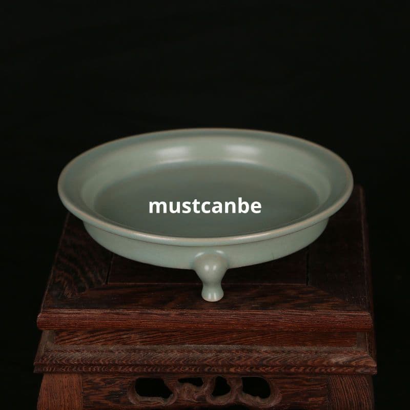 北宋汝窯青釉三足洗 景徳鎮 陶磁器 装飾品 現代工芸品 美術品 置物