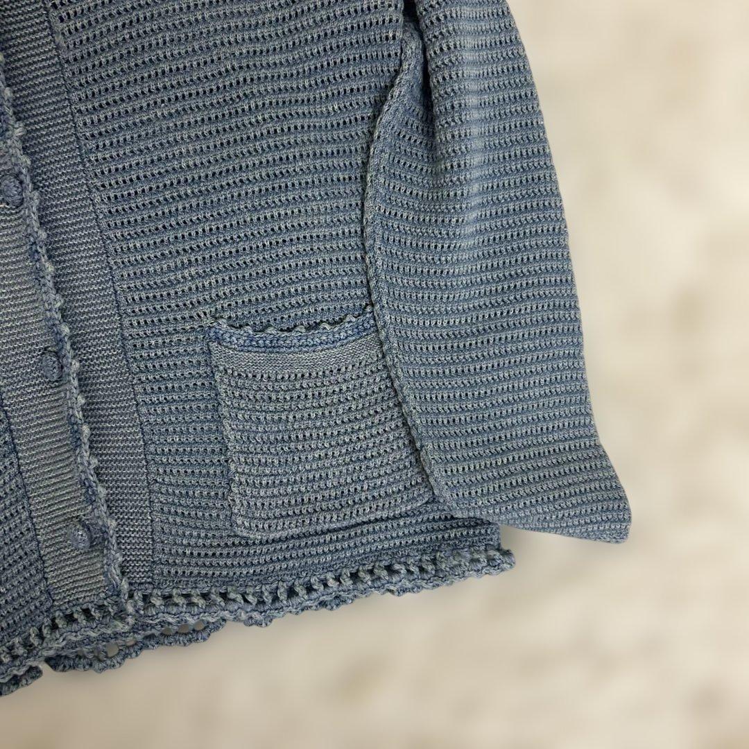 【極美品】RRL リネンコットン ポインテール カーディガン　ブルー