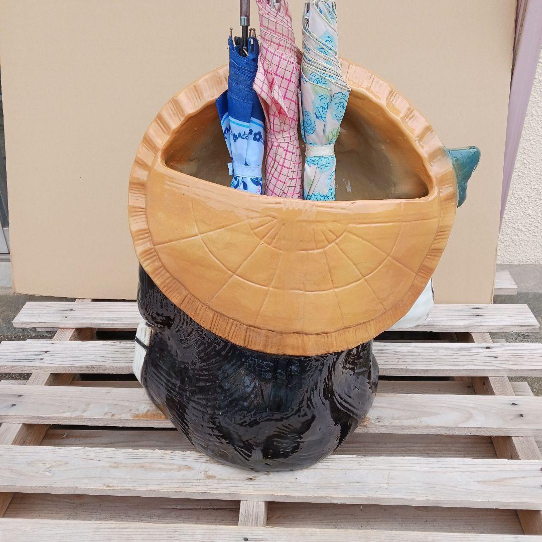 新品　陶器　傘立て　タヌキ　大型　難有　縁起物　オブジェ　置物　和風食堂　業務用