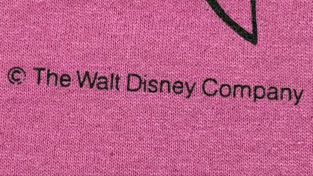 USA製★Disney Tシャツ ミッキー&ミニー デカロゴ ピンク XL以上