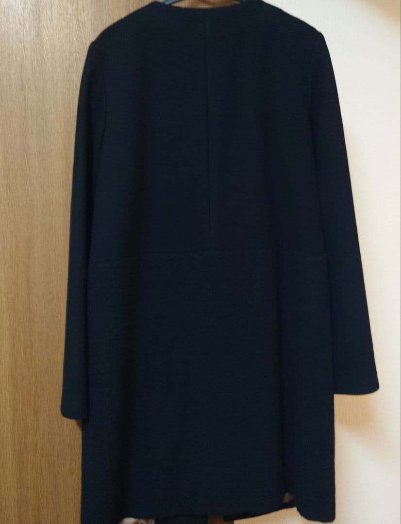 美品 アンタイトル ノーカラー コート ウール アルパカ モヘヤ 黒 L