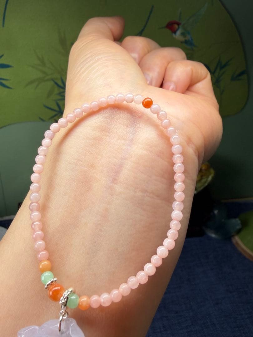 希少‼️新作❣️ ラベンダー浄化蓮花＆ピンク翡翠小粒ブレスレット
