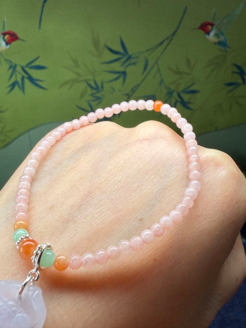 希少‼️新作❣️ ラベンダー浄化蓮花＆ピンク翡翠小粒ブレスレット