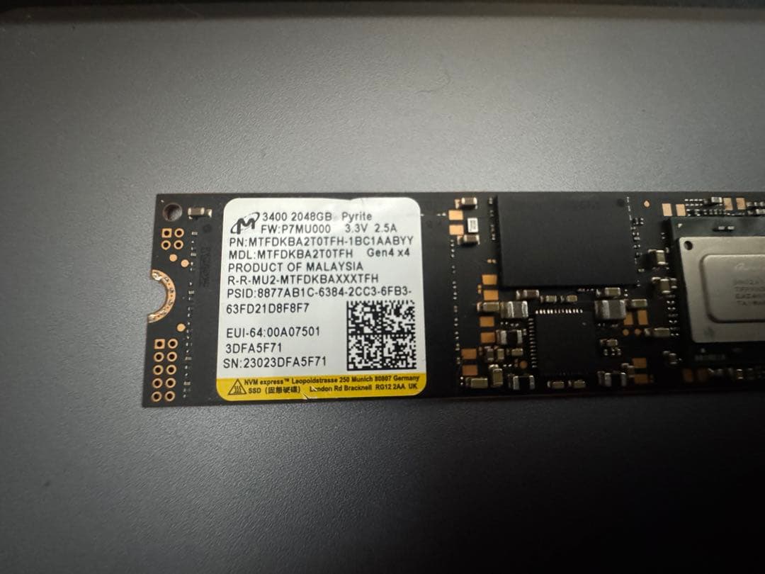 R*y様 Micron SSD 2TB 3400 M.2 2280 NVMe