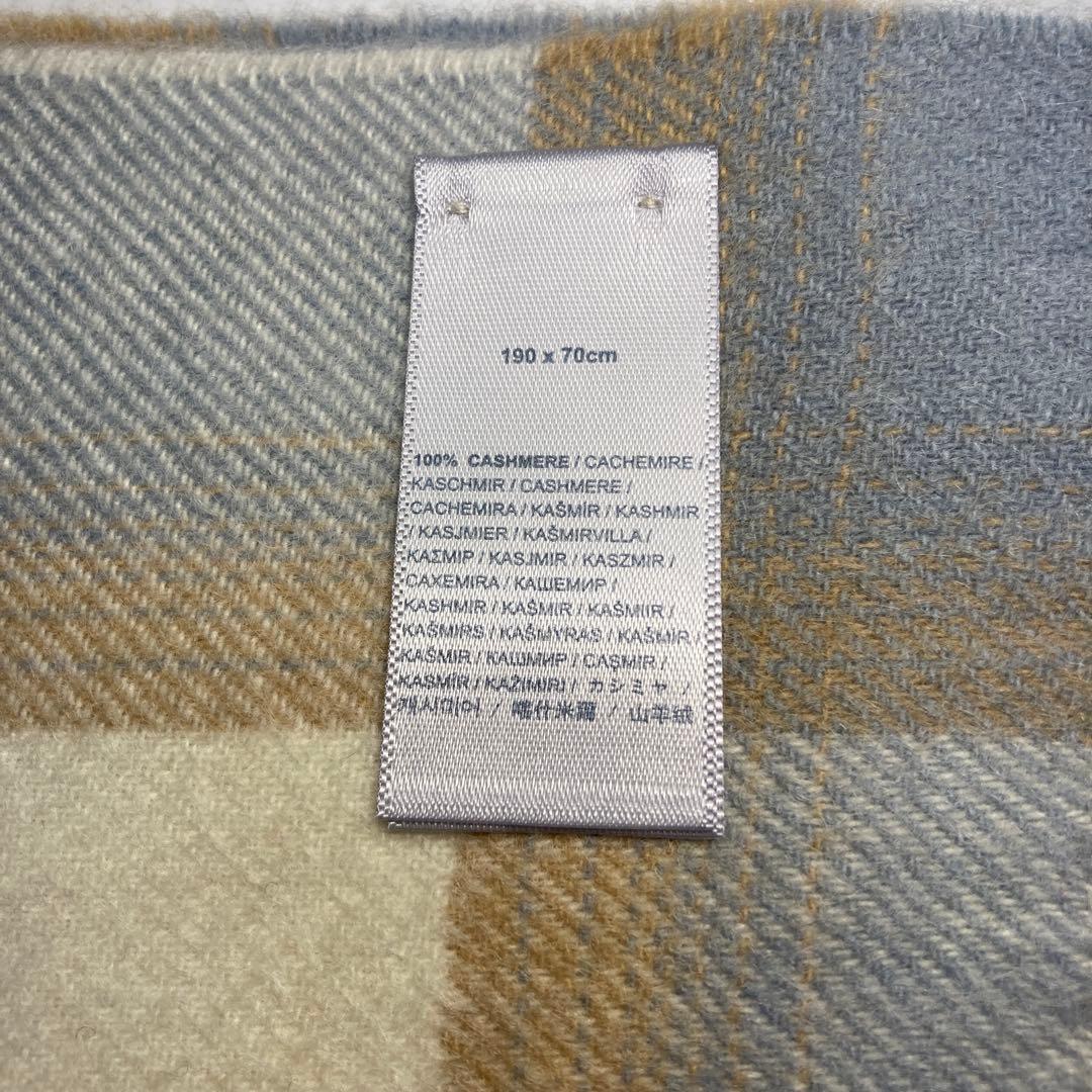 新品 ジョンストンズ カシミヤ100％ 大判ストール ベージュ チェック