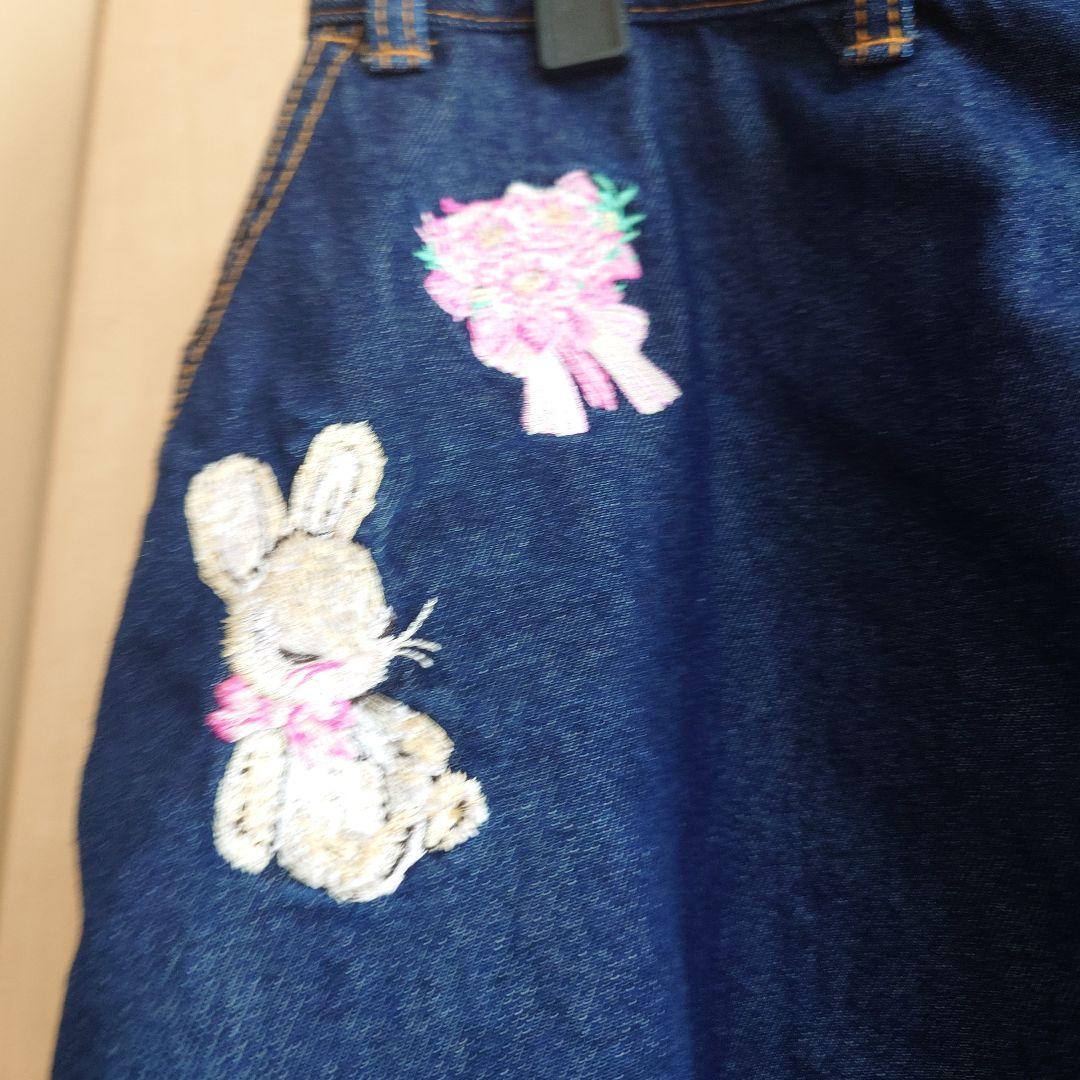 yukiemon＊3L＊デニム刺繍フレアスカート＊トランポリン