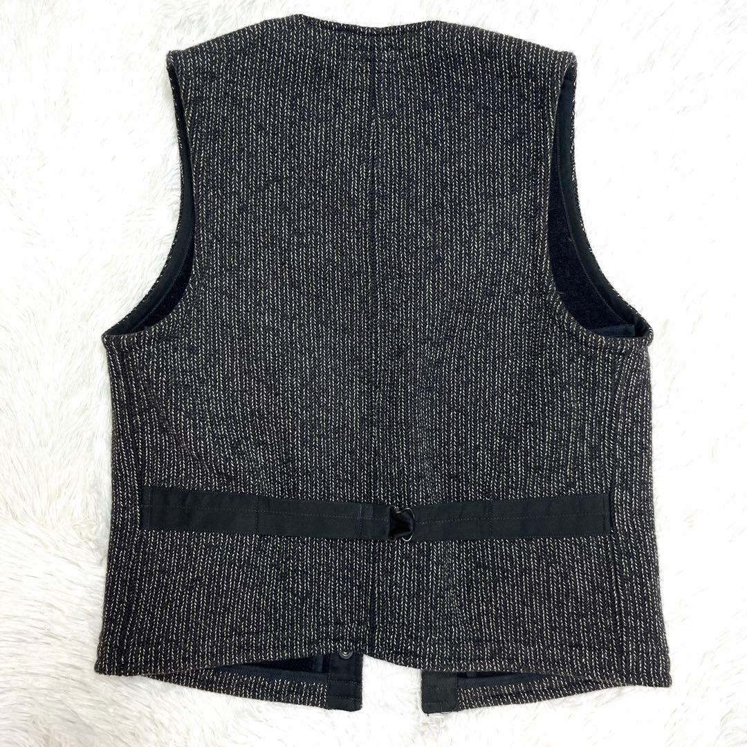 美品 SUGARCANE シュガーケーン ベスト ウール グレー ロゴ ツイード