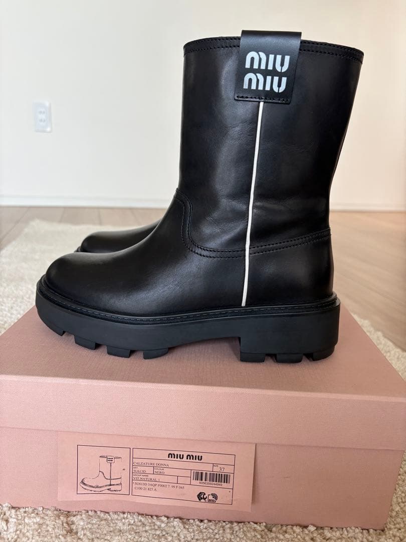 期間限定セール MIU MIU ブラック サイドゴアブーツ23.5