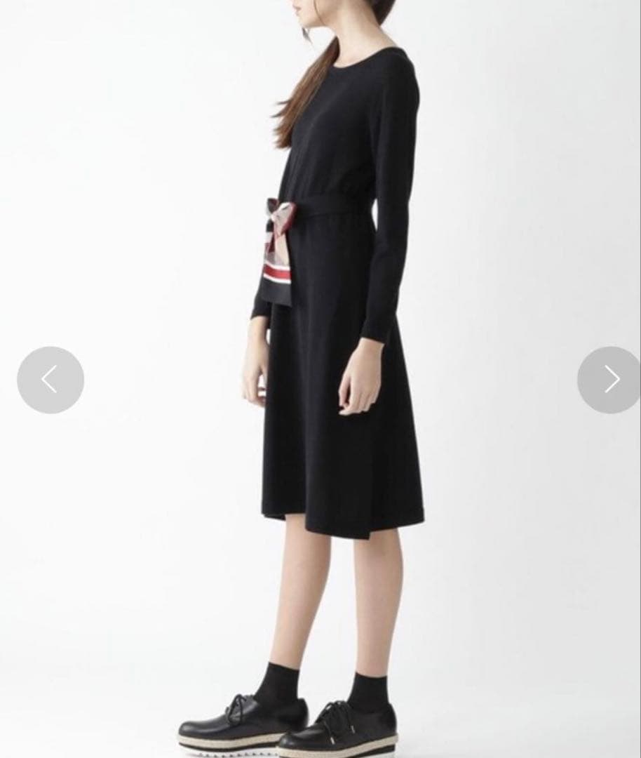 美品♡ブルーレーベルクレストブリッジ　コットンアクリルMIXニットワンピース　黒