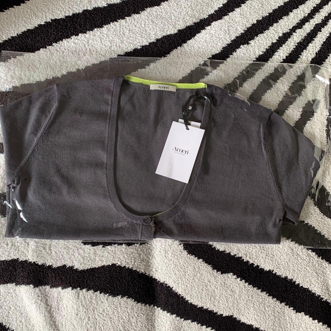 AMERI LOW BASIC SHORT KNIT CARDIGANグレー新品