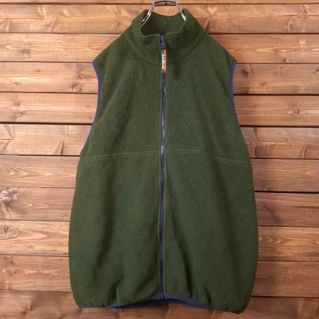 00s MEXICO製 L.L.Beanエルエルビーン フリースベスト グリーン