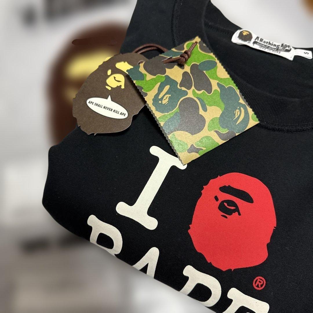 【人気】A BATHING APE I LOVE BAPE 黒 Tシャツ