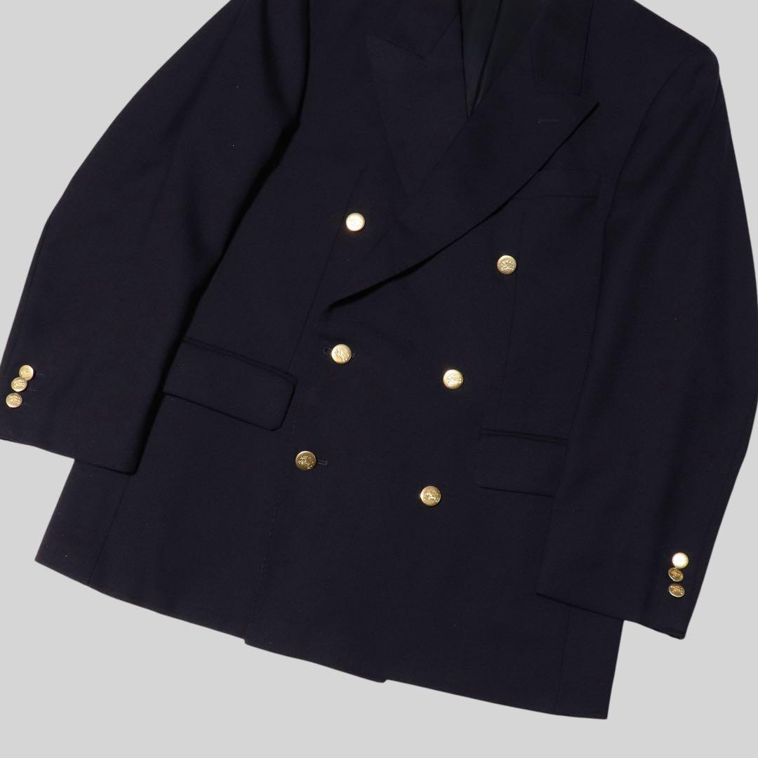 英国製★BURBERRY★紺ブレ 金ボタン★ダブルブレザージャケット★ネイビー
