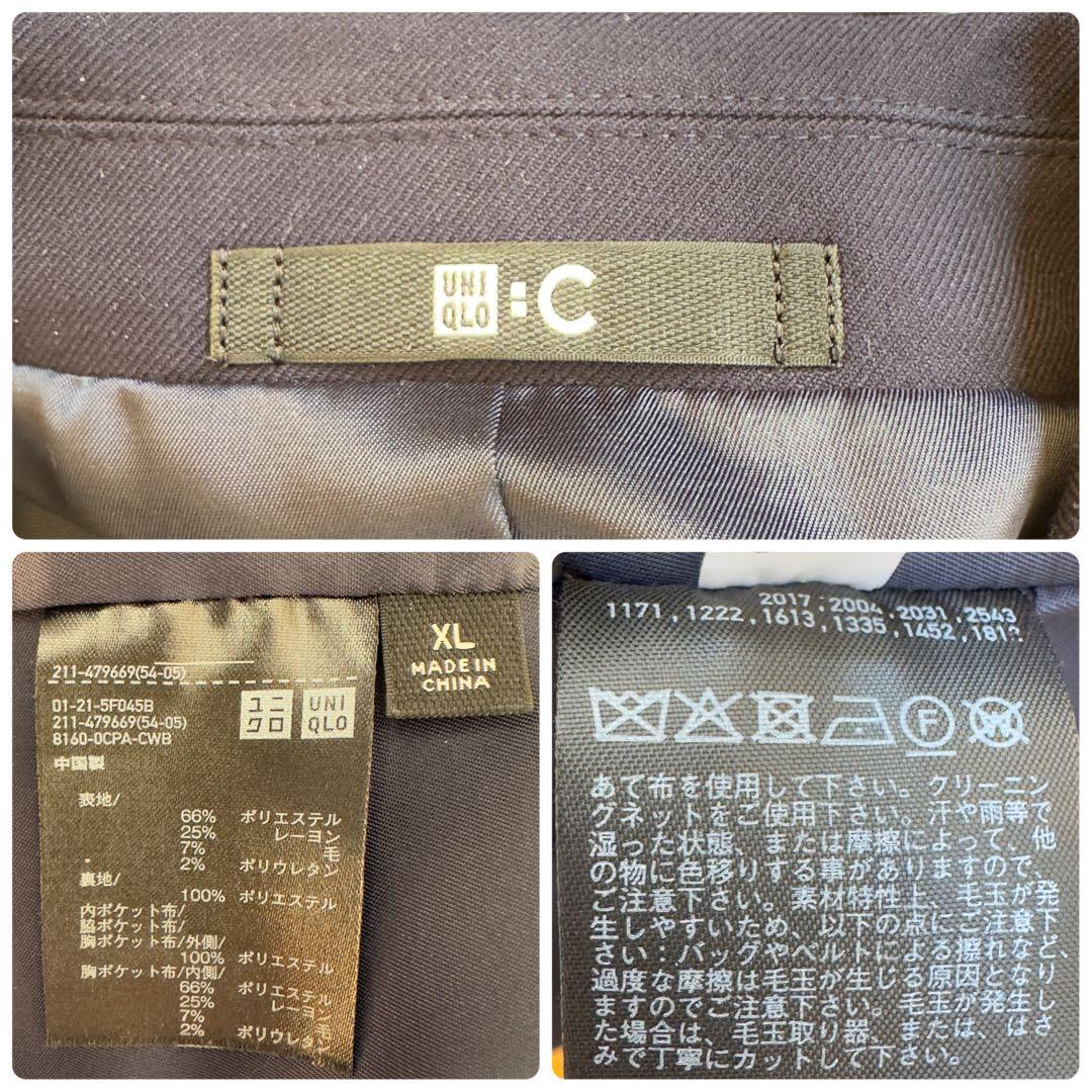 25年　XL　ユニクロC　ダブルテーラードジャケット　ネイビー　大きいサイズ