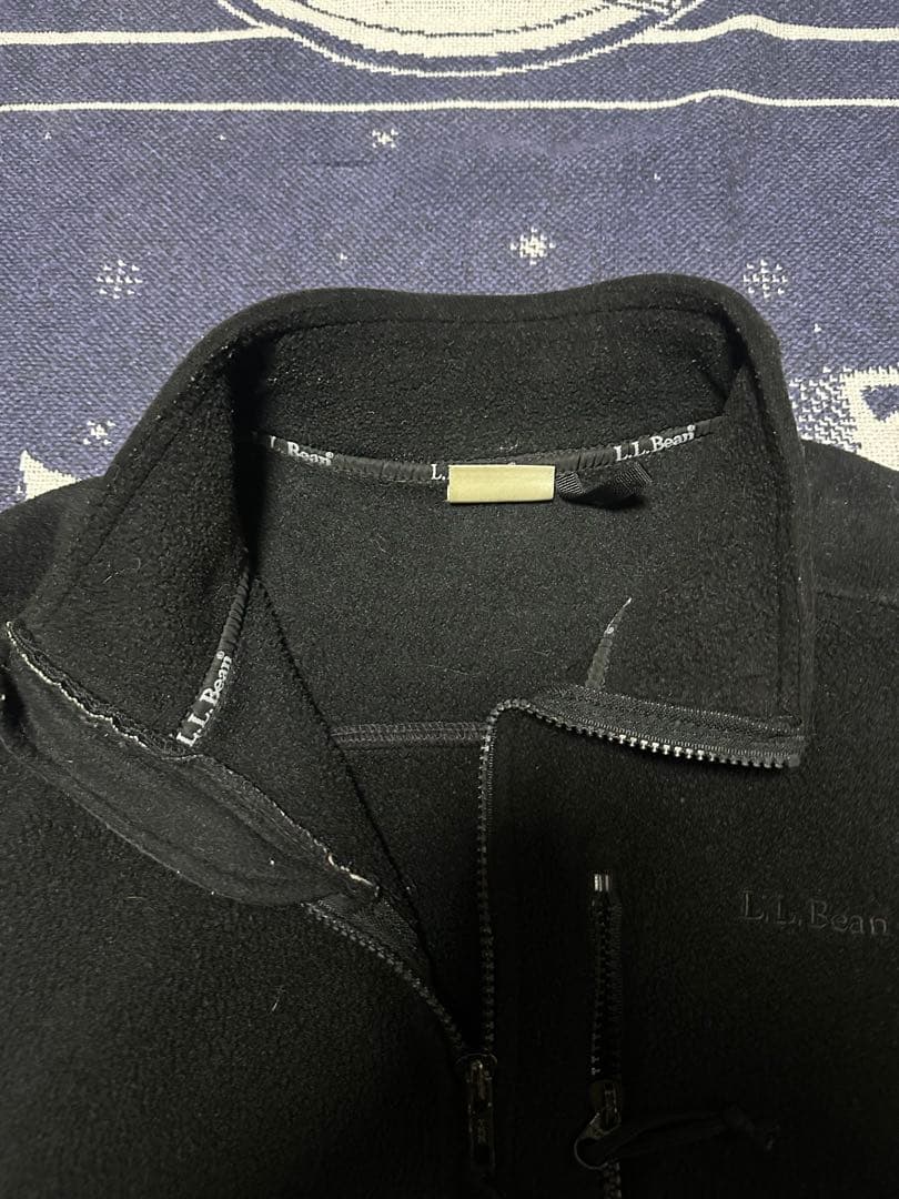 90s l.l.bean フリースベスト　ブラック　同色刺繍ロゴ　ノームコア