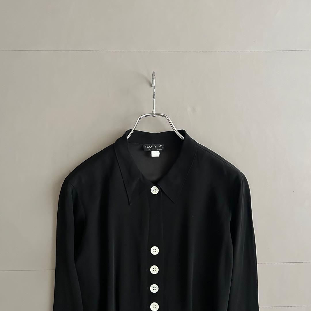 agnès b. アニエスベー シャツワンピース ロング リボン