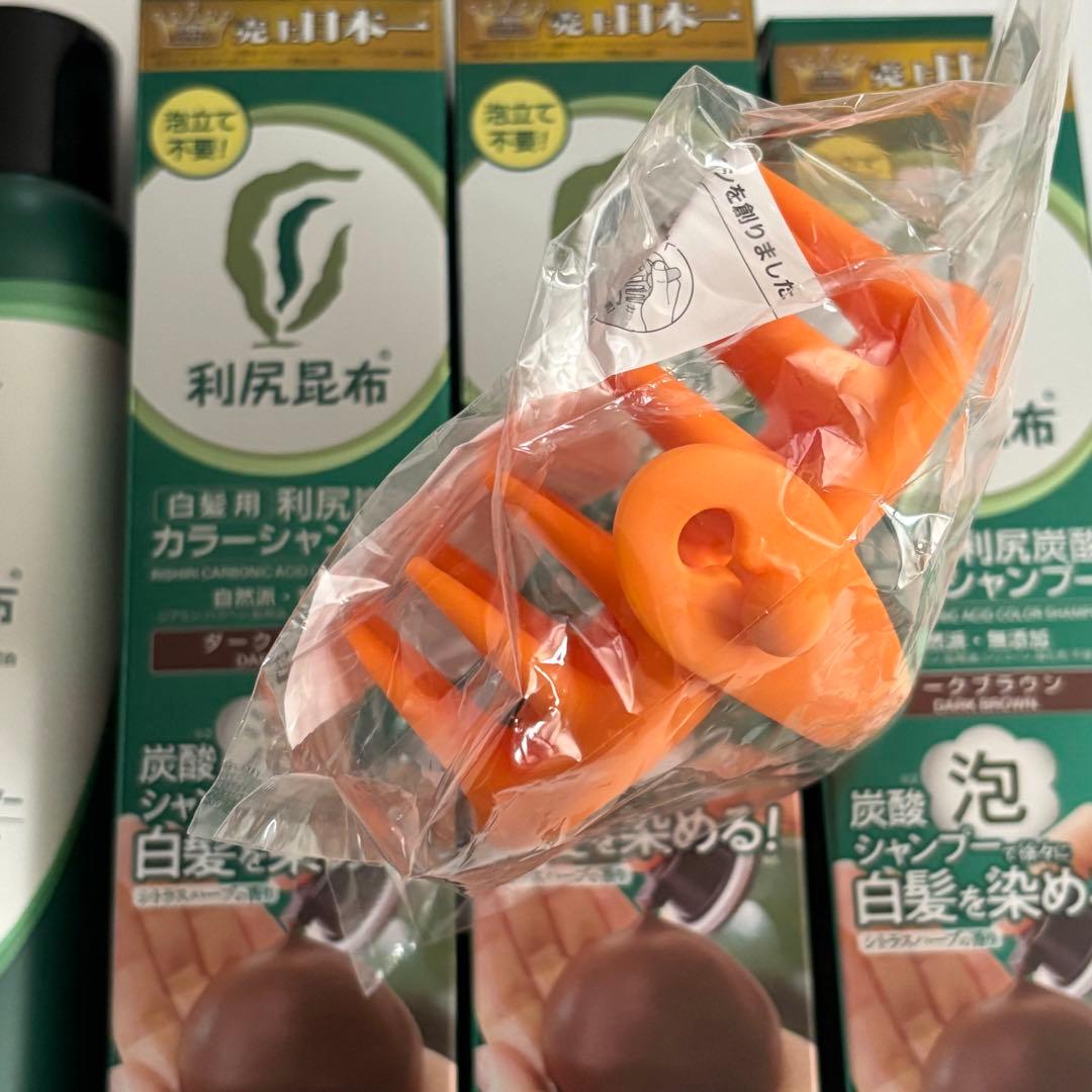 利尻昆布 カラーシャンプー ダークブラウン 4本セット 専用ブラシ付