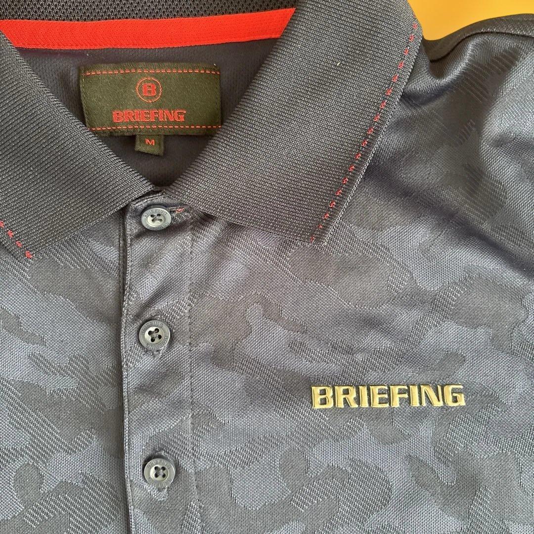 BRIEFING ネイビー 迷彩柄 長袖ポロシャツ M