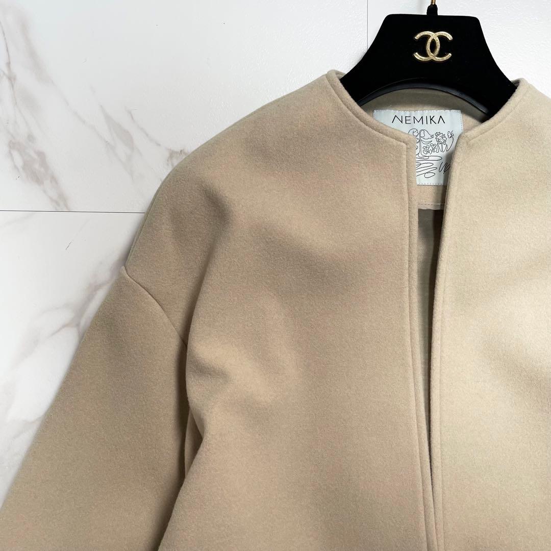 未使用級✨24AW NEMIKA ノーカラーコート ファーポケット 近年モデル