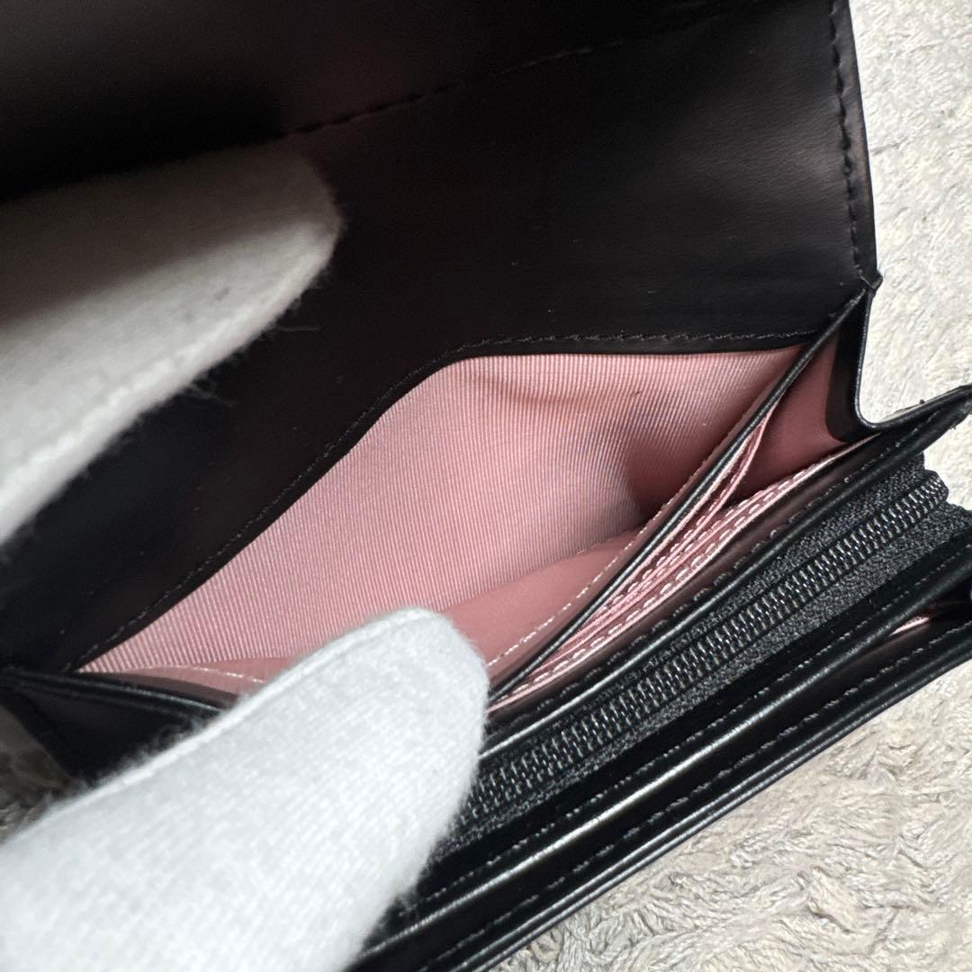 【美品】CLATHAS クレイサス 二つ折り財布 レザー ブラック