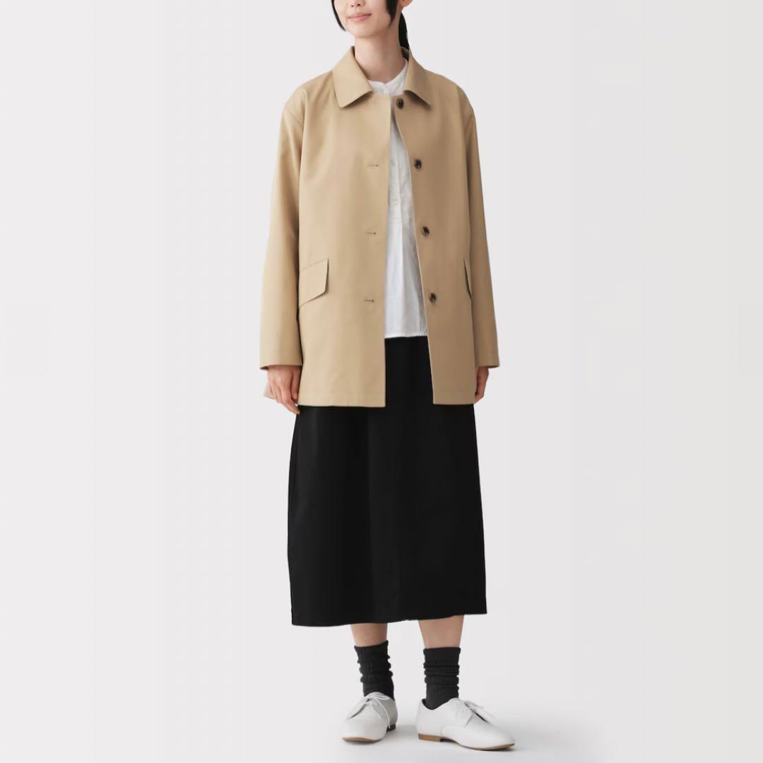 【美品/送料込】無印良品｜ステンカラーハーフコート(L)｜ベージュ