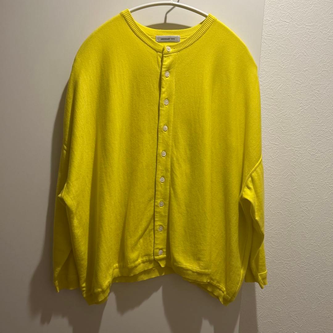 Ordinary fitsバーバーカーディガン コットンニット サイズ0イエロー
