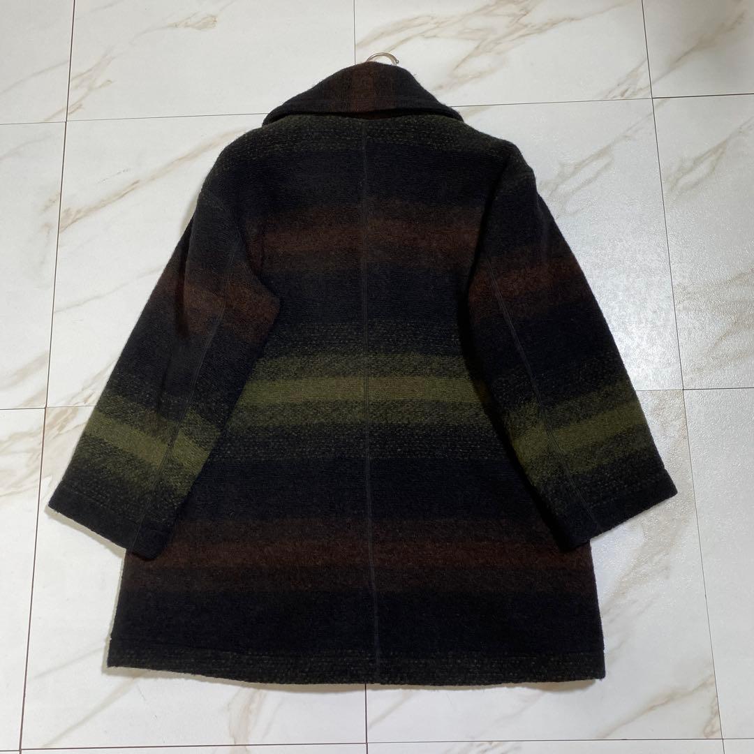 美品♡Plantation ウール グラデーションボーダーロングコート ロング