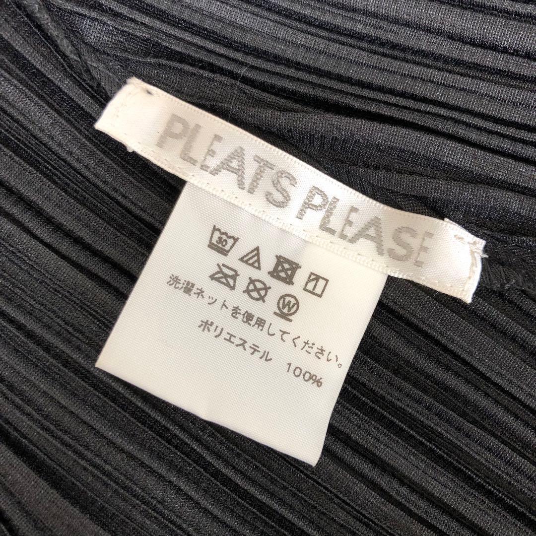 美品PLEATS PLEASE ショールカラー 長袖 カーディガン 4 ブラック